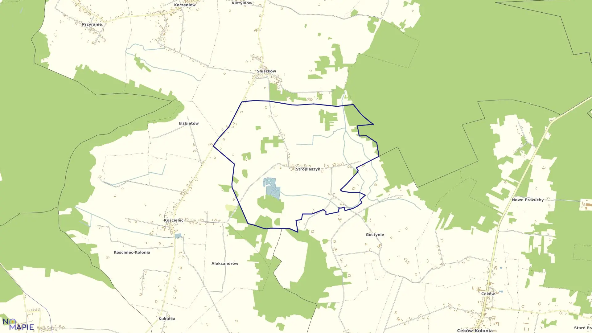 Mapa obrębu STROPIESZYN w gminie Mycielin